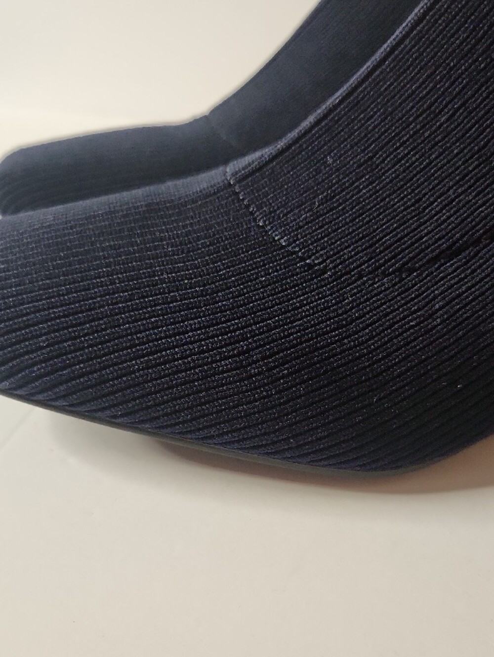 Vivaia Margot Square Toe Navy Ribbed Knit Wedge Boots Nwob Size 42 (10.5) - Picture 7 of 15